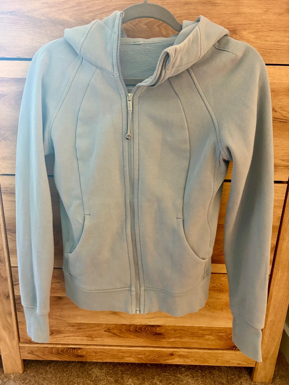 lululemon athletica pale blue full-zip hooded sweatshirt
